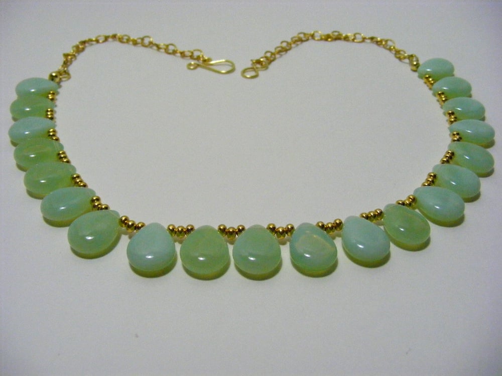 Handmade Sea Green Glass Teardrop Necklace