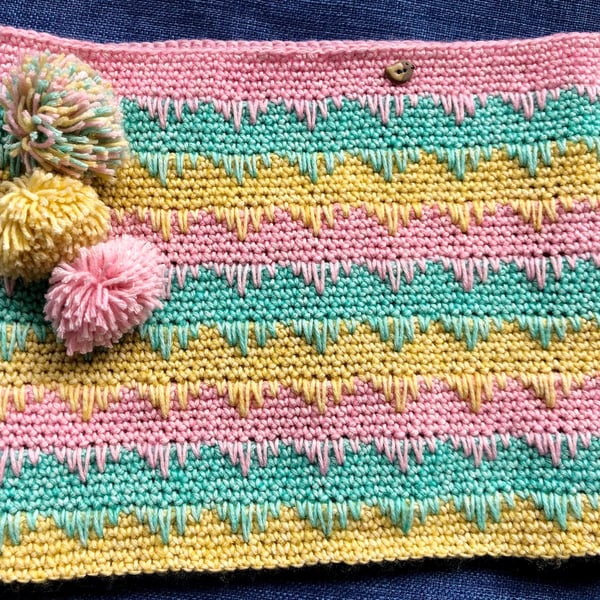 Spring Crochet Cowl, pom poms, crochet cowl, pink cowl, crochet spring cowl, 