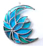 Lotus Moon Stained Glass Turquoise Flower Suncatcher  - Image 3