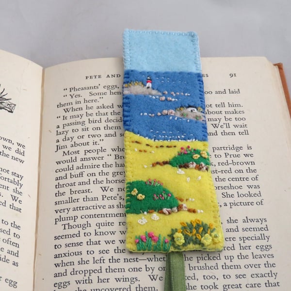 Seaside Embroidered Felt Bookmark