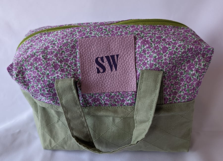 Handmade Lilac and green Toiletries Bag