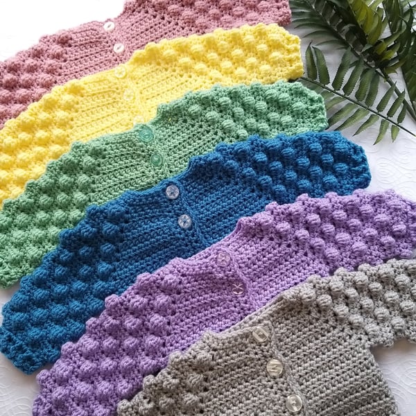 Sale Crochet Bobble Cardigan Size 0-3m 