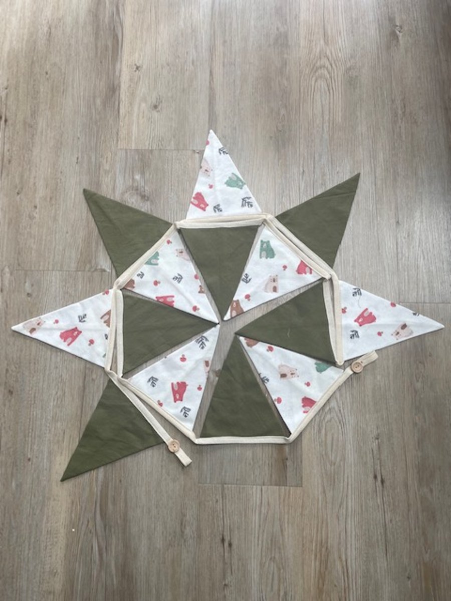 sage and cream bear bunting