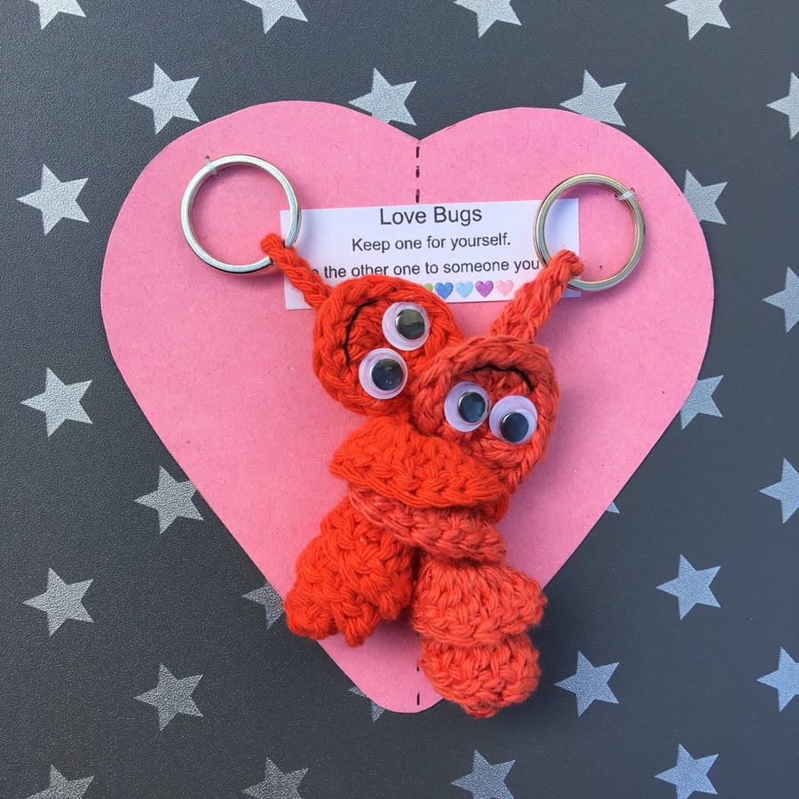 Red Crochet Love Bug Keyrings