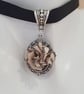 Literary Rose Choker - Upcycled Book Page Flower Pendant - black velvet Ribbon