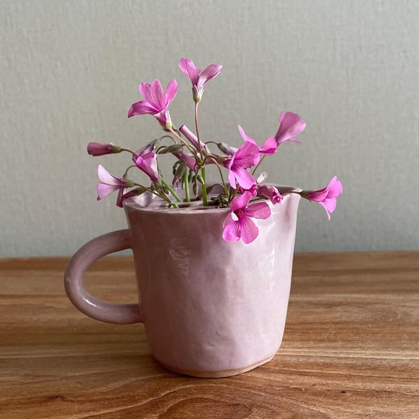 Hand pinched flower bud jug vase