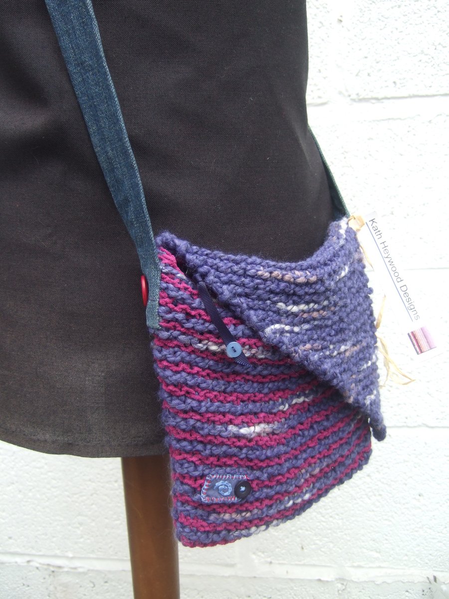 Handmade Plum and Navy Womens Bag