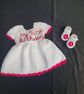 My First Birthday” Crochet Baby Dress Set – White & Red