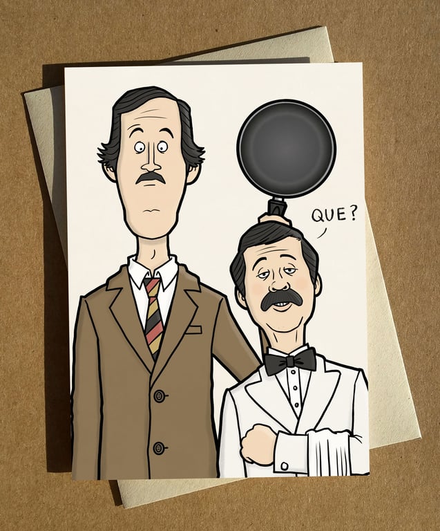 Basil and Manuel Fawlty Towers Birthday Greeting Card A6