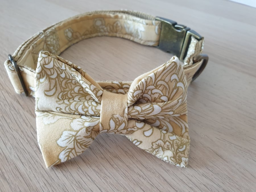Handmade Dog Collar with Matching Bow Tie