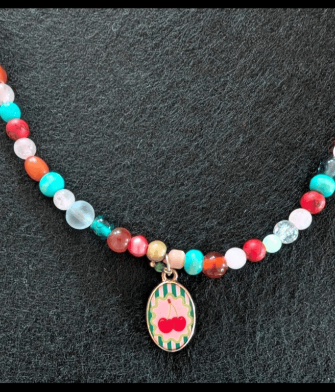 Cherry Charm Beaded Necklace 