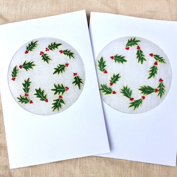 For Barbara Only 2 Holly Wreath December Birthday and Christmas Cards