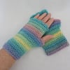 Crocheted Fingerless Mitts Pastel Stripes  Seconds Sunday Sale
