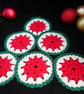 Christmas Coasters Crochet  A Set of 6 