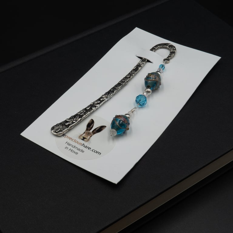 Beaded floral glass bookmark, Christmas gift, Book lovers gift