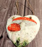 Autumn Toadstools Large Hand Painted Decoupaged Slate Heart