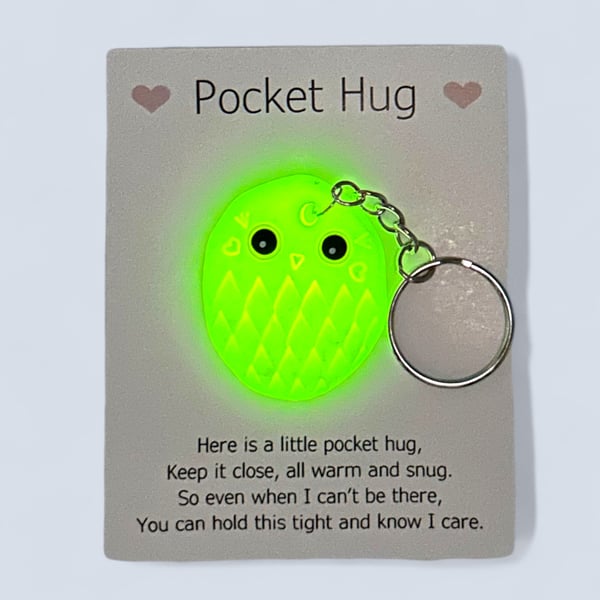 Glow in the Dark Pocket Hug Keychain or Bag Charm