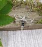 Silver Dragonfly Necklace with Snowflake Obsidian