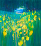 The Field Beyond is a semi-abstract yellow and green April meadow landscape 