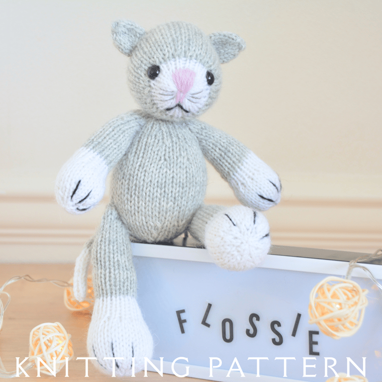 Flossie Cat Soft Toy Knitting Pattern PDF Version By Email