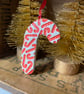 Ceramic candy cane Christmas decoration red - Image 2