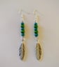 Wood Bead Leaf Charm Earrings - Image 2