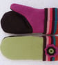 Wool mittens Created from Up-cycled Sweaters. Fully Lined. Stripe Cuff. - Image 2