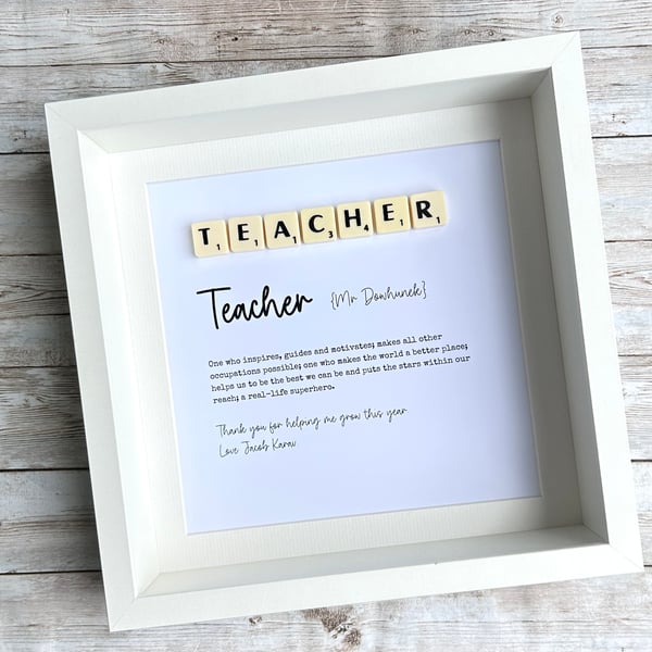 Teacher Scrabble Minifigures Frame Personalised 