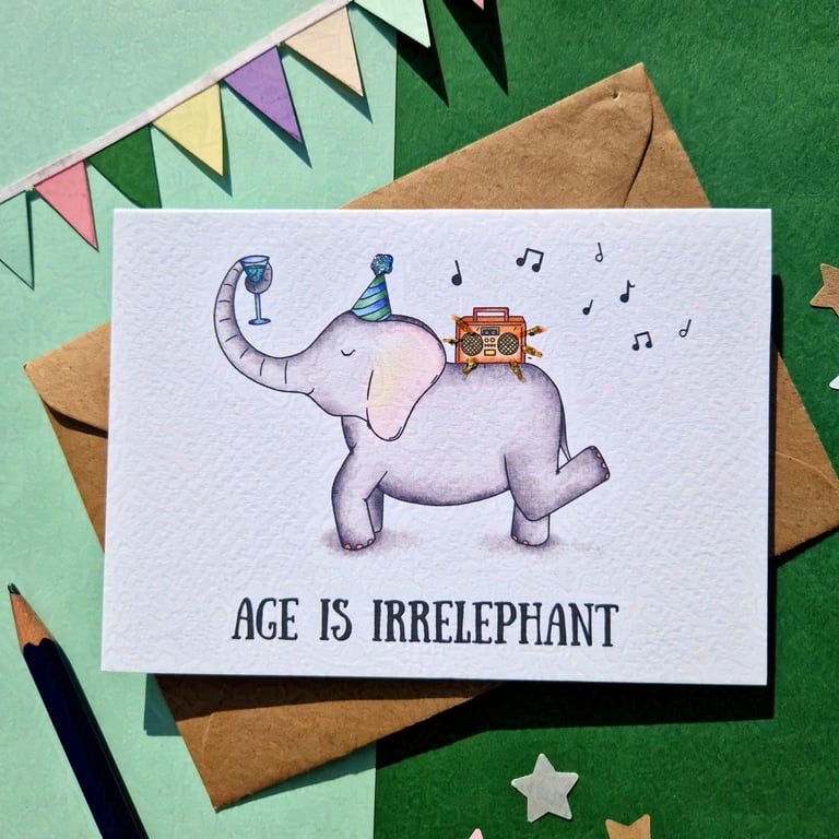 Elephant birthday card, Funny age birthday card, Best friend birthday card