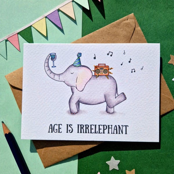 Elephant birthday card, Funny age birthday card, Best friend birthday card