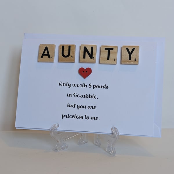 Aunty only worth 8 points in Scrabble greetings card