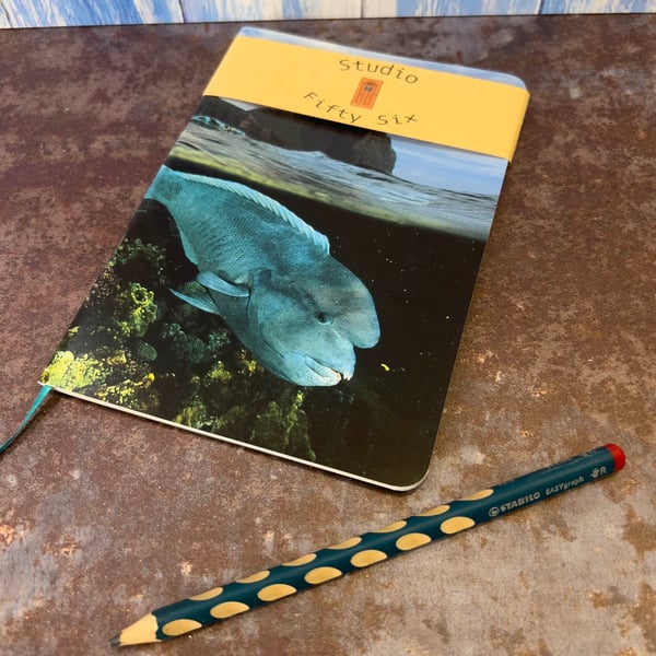Notebook, Marine themed, A5 (ish), made from up-cycled and recycled materials.