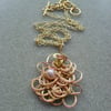 Wire Pendant With Freshwater Pearl Wire Wrapped
