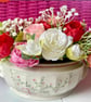 Churchill Mille Fleur Floral Bowl Arrangement  Faux Flower Centrepiece  Vintage
