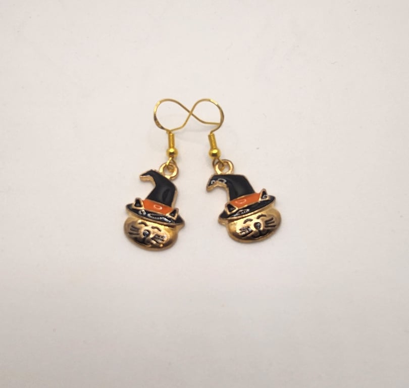 Halloween Cat Charm Earrings