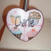 Shabby chic distressed personalised cupcake heart