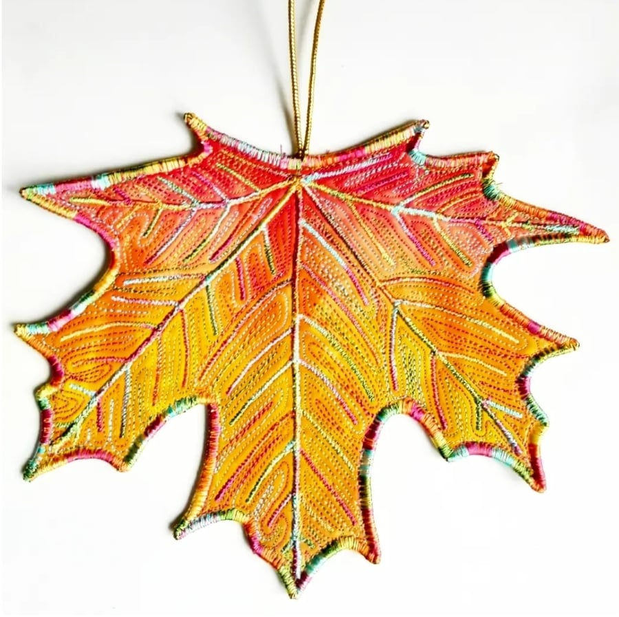 Leaf Hanging Decoration Free Machine Embroidery Home Decor 