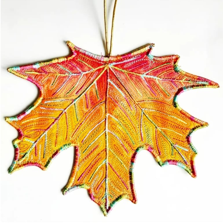 Leaf Hanging Decoration Free Machine Embroidery Home Decor 