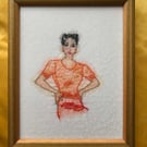 Vintage style fashion watercolour embroidery