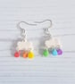 Clouds with rainbow rain drops drop earrings  - Image 2