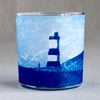 Lighthouse Cyanotype Tealight Holder Blue and White Welsh