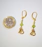 Gold Peridot Heart Earrings, Gold Heart Gemstone Drop Leverback Earrings - Image 5