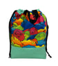 Extra Large canvas drawstring knitting bag with llamas print, many pockets - Image 2