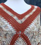 Rust and Beige Mix Crochet Poncho - Design A542 - Image 8