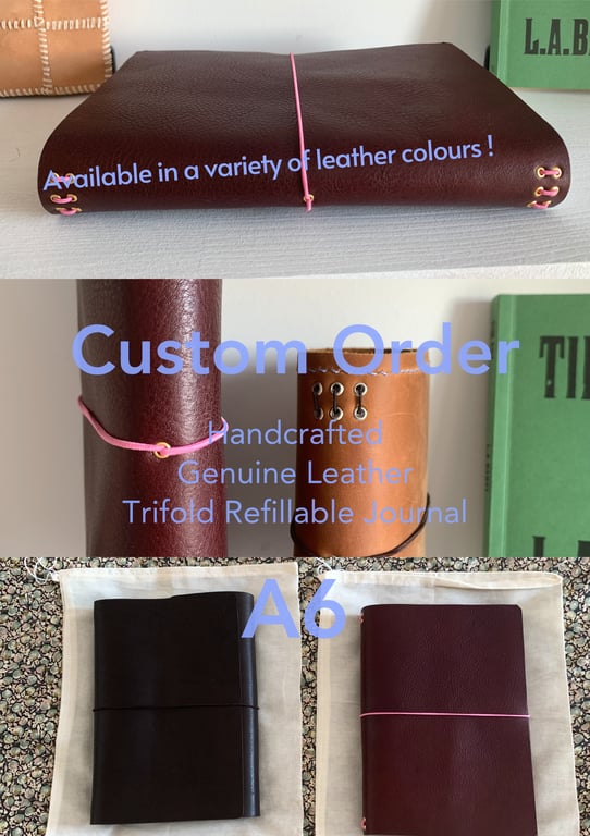 Custom Made-To-Order Refillable Genuine Leather A6 Journals 