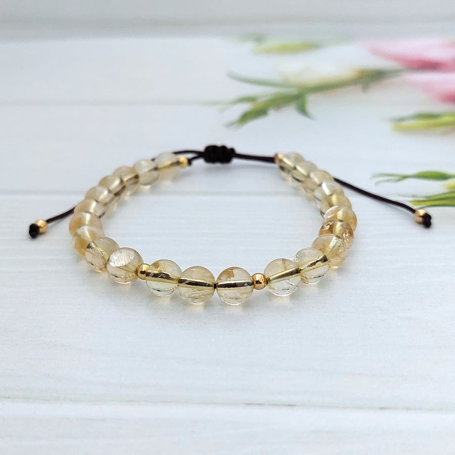 Citrine November Birthstone Adjustable Bracelet