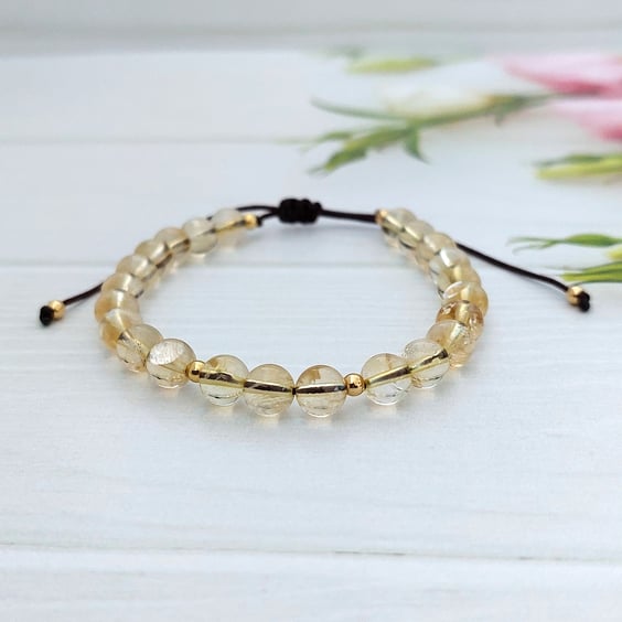 Citrine November Birthstone Adjustable Bracelet