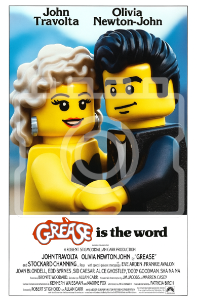 GREASE - LEGO-Inspired A4 Movie Poster Print - Ready to Frame