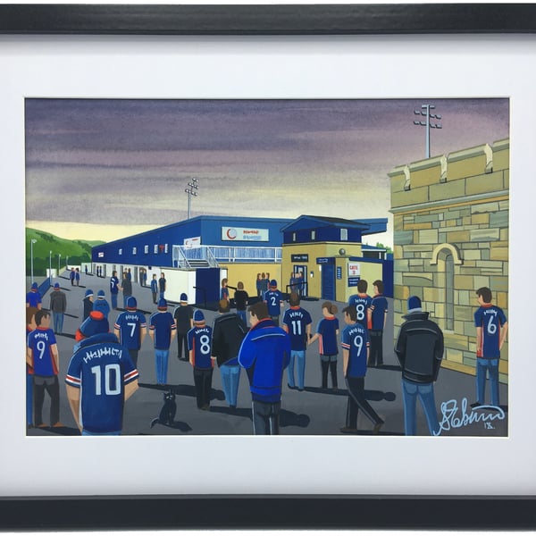 Ross County F.C, Victoria Park Stadium, High Quality Framed Football Art Print.
