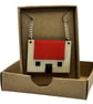 Bothy Red Roof Pendant Wooden Necklace - silver chain